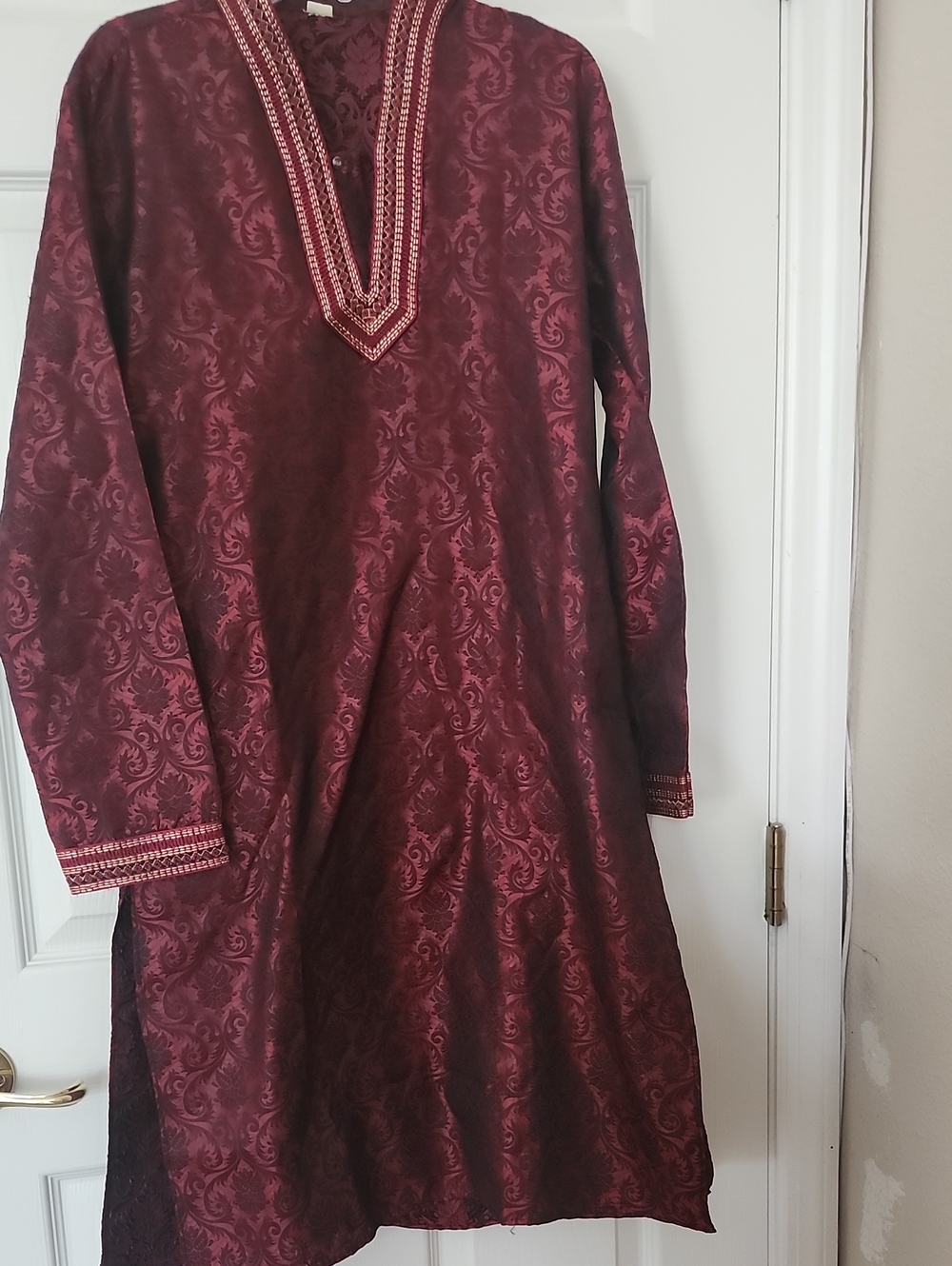 Burgundy Embroidered Kurta Tunic